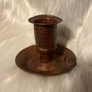 Vintage Hammered Copper Candle Holder With Handle 5”